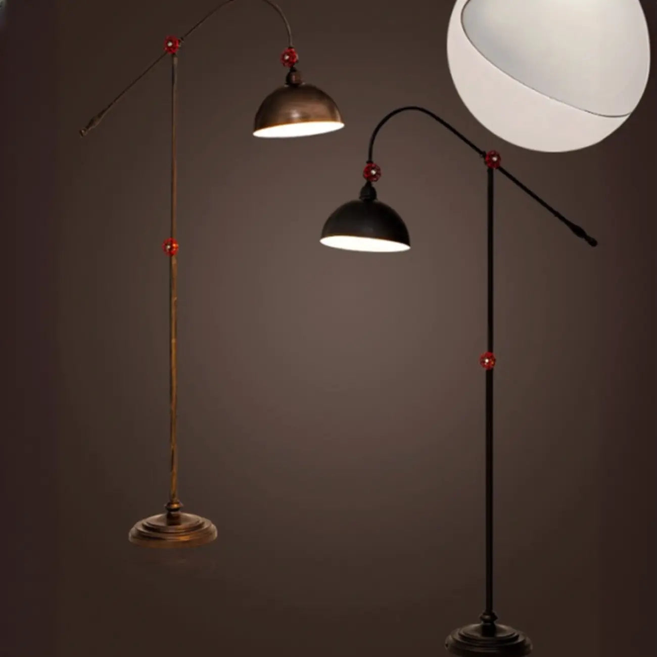 Rustic Industrial Adjustable Metal Floor Lamp with Dome Shade