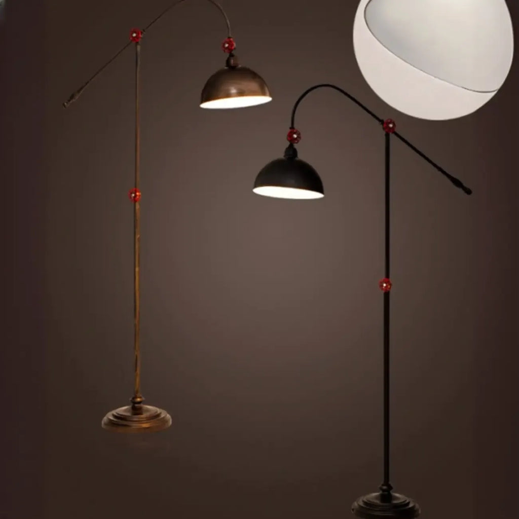 Rustic Industrial Adjustable Metal Floor Lamp with Dome Shade