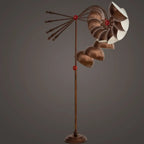 Rustic Industrial Adjustable Metal Floor Lamp with Dome Shade