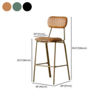Mid Century Modern Leather Gold Frame Bar Stools with Backs