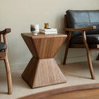 Small Art Deco Geometric Wood Side Table for Living Room