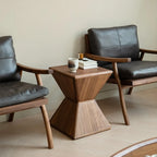 Small Art Deco Geometric Wood Side Table for Living Room