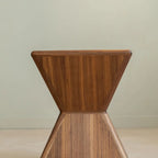 Small Art Deco Geometric Wood Side Table for Living Room