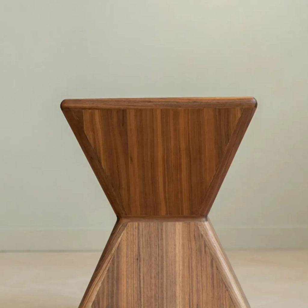 Small Art Deco Geometric Wood Side Table for Living Room