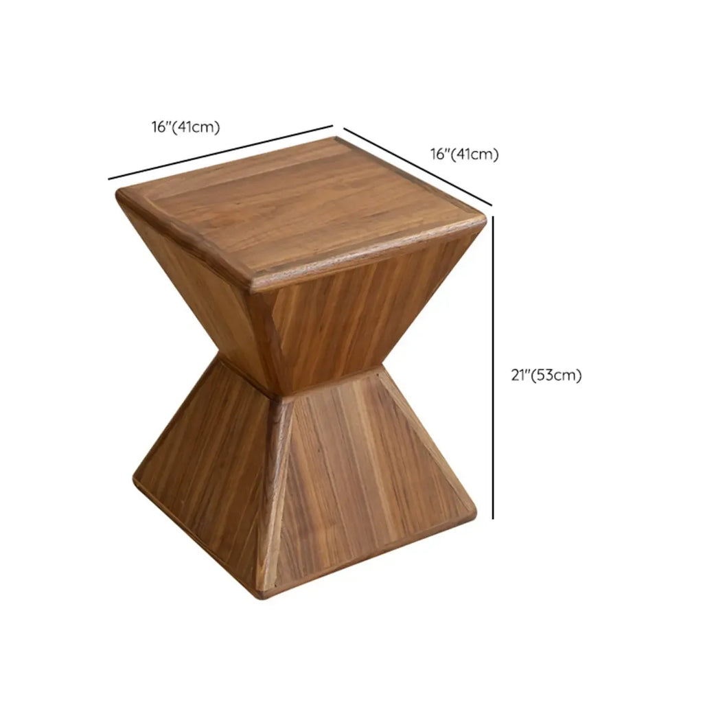 Small Art Deco Geometric Wood Side Table for Living Room