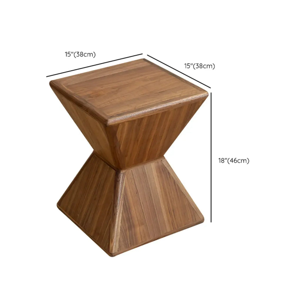 Small Art Deco Geometric Wood Side Table for Living Room