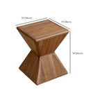 Small Art Deco Geometric Wood Side Table for Living Room