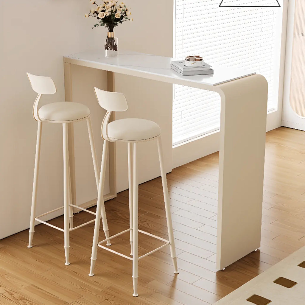 Modern White Rectangle Quartz Bistro Bar Table for Kitchen