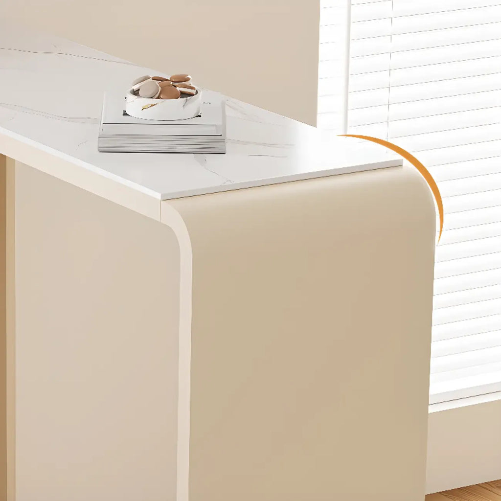 Modern White Rectangle Quartz Bistro Bar Table for Kitchen