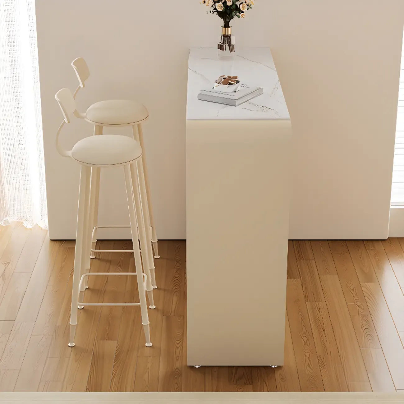 Modern White Rectangle Quartz Bistro Bar Table for Kitchen
