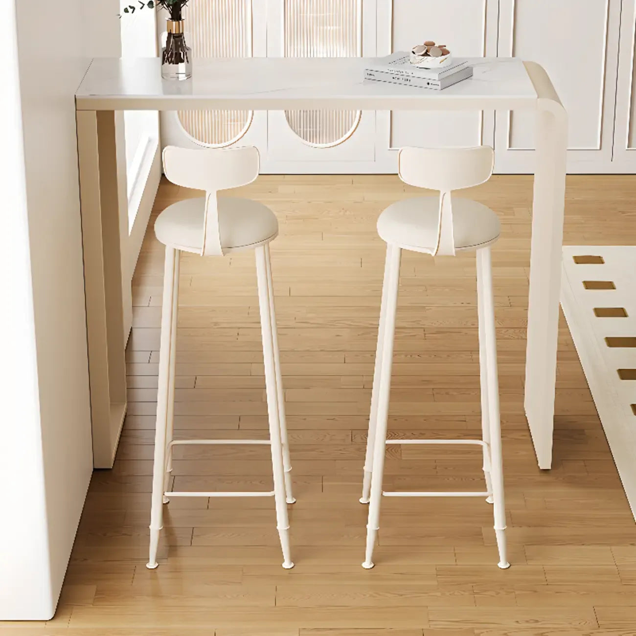 Modern White Rectangle Quartz Bistro Bar Table for Kitchen