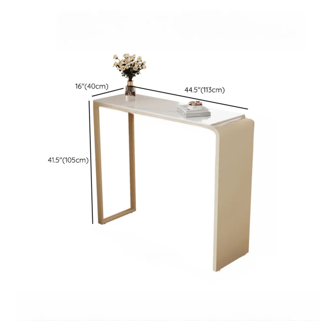 Modern White Rectangle Quartz Bistro Bar Table for Kitchen