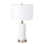 Modern Stone Table Lamp with Fabric Shade, LED Compatible