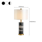 Modern Stone Table Lamp with Fabric Shade, LED Compatible