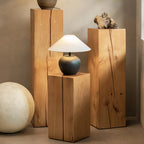 Modern Square Pine Wood Side Table for Living Room