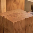 Modern Square Pine Wood Side Table for Living Room
