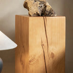 Modern Square Pine Wood Side Table for Living Room