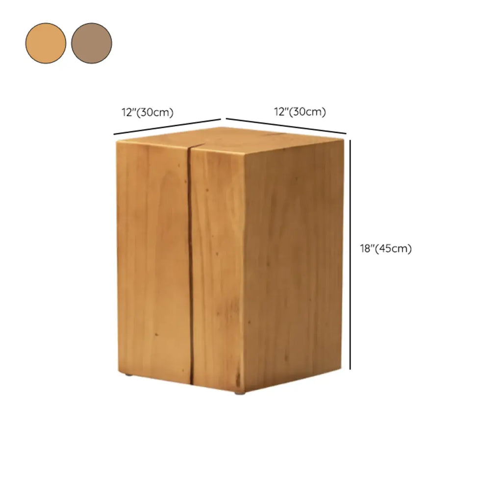Modern Square Pine Wood Side Table for Living Room