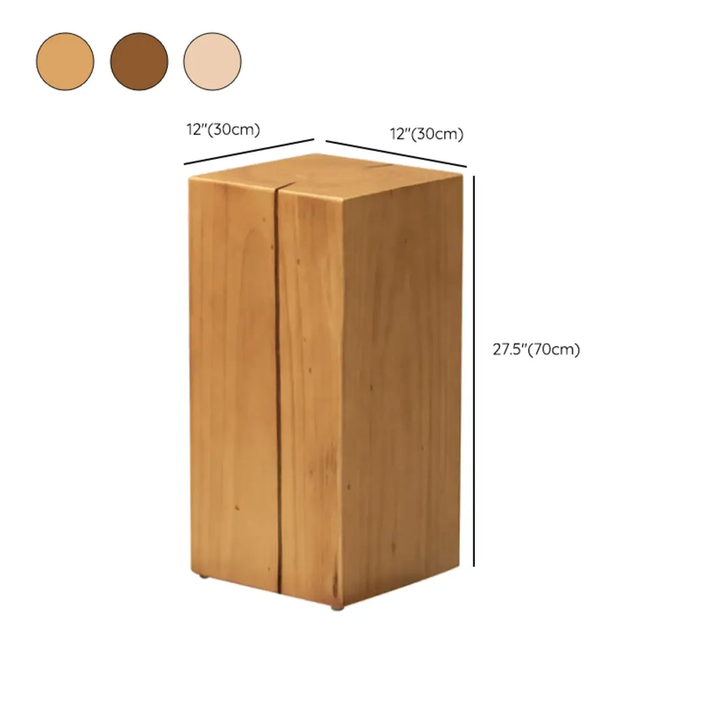 Modern Square Pine Wood Side Table for Living Room