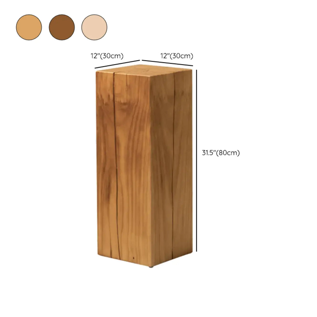 Modern Square Pine Wood Side Table for Living Room