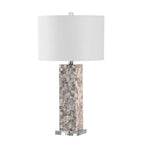 Elegant Shell Base LED Table Lamp with Linen Shade