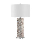 Elegant Shell Base LED Table Lamp with Linen Shade