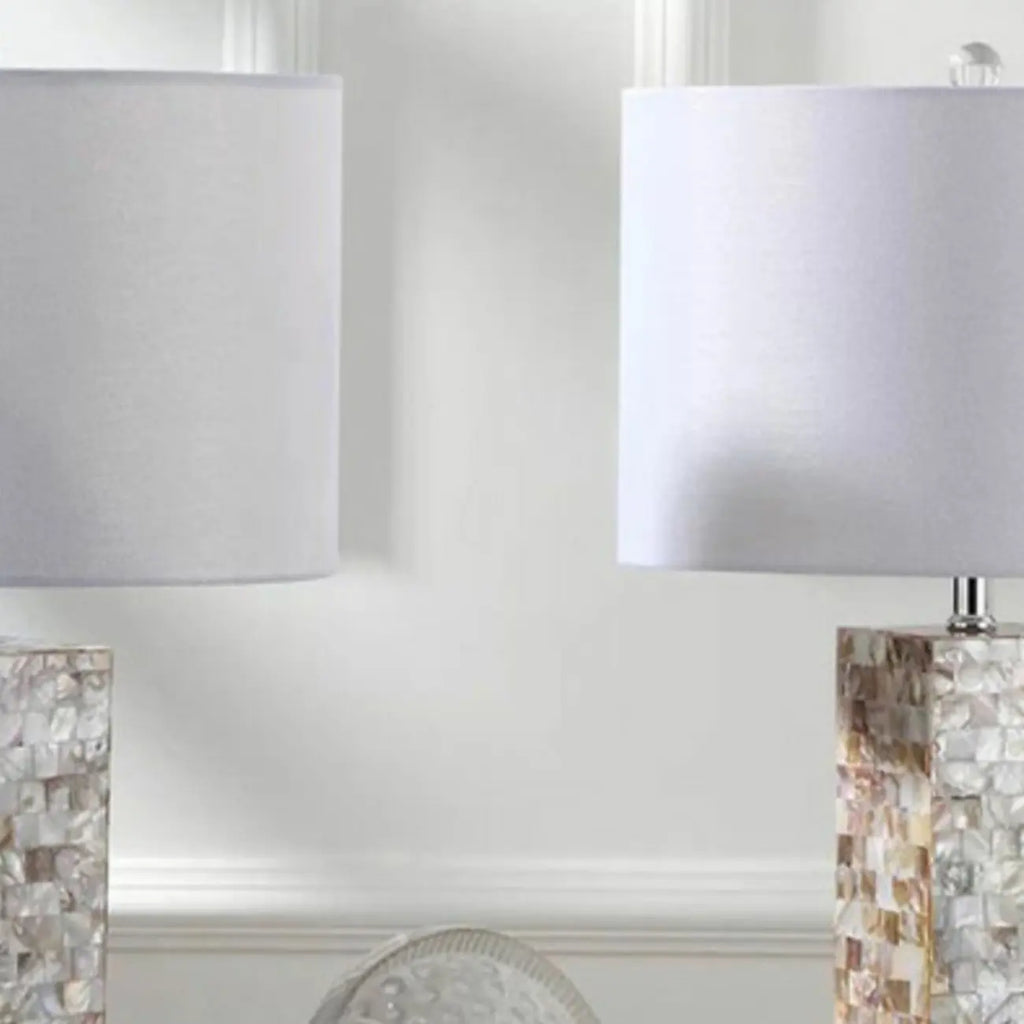 Elegant Shell Base LED Table Lamp with Linen Shade