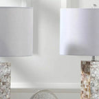 Elegant Shell Base LED Table Lamp with Linen Shade