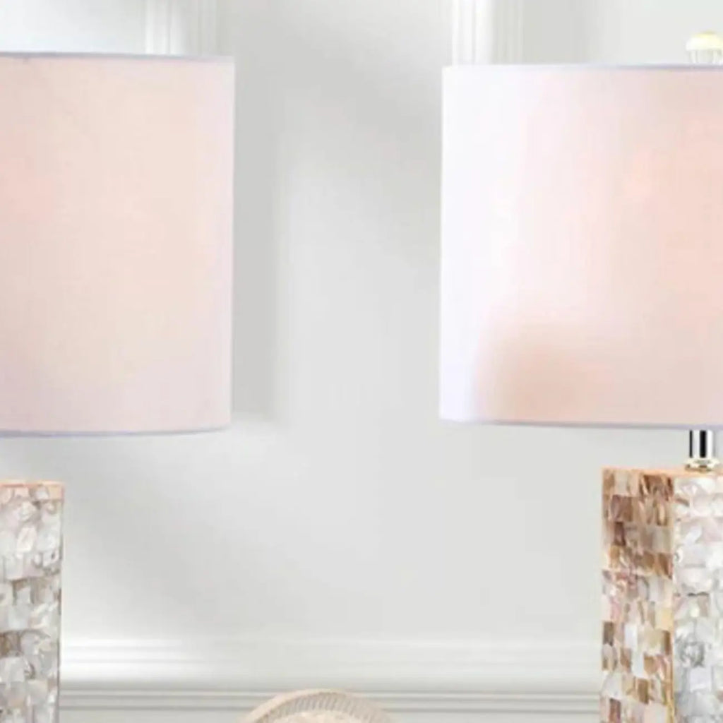 Elegant Shell Base LED Table Lamp with Linen Shade