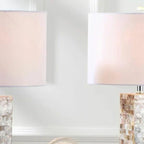 Elegant Shell Base LED Table Lamp with Linen Shade