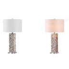 Elegant Shell Base LED Table Lamp with Linen Shade