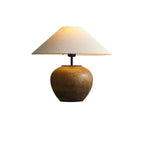 White Ceramic LED Table Lamp with Fabric Shade