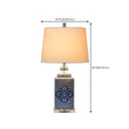 Blue Traditional Ceramic Table Lamp with Fabric Shade