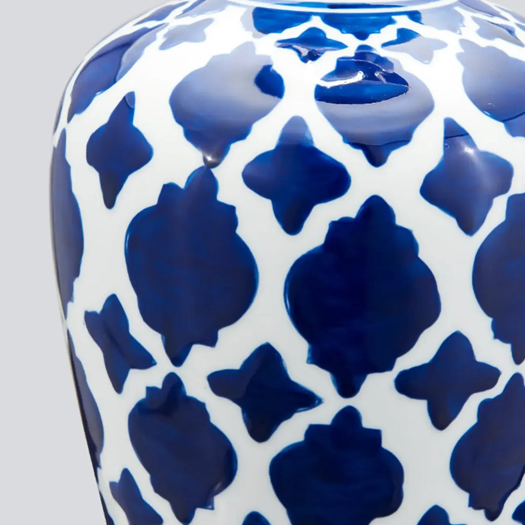 Elegant Ceramic Table Lamp with Geometric Fabric Shade