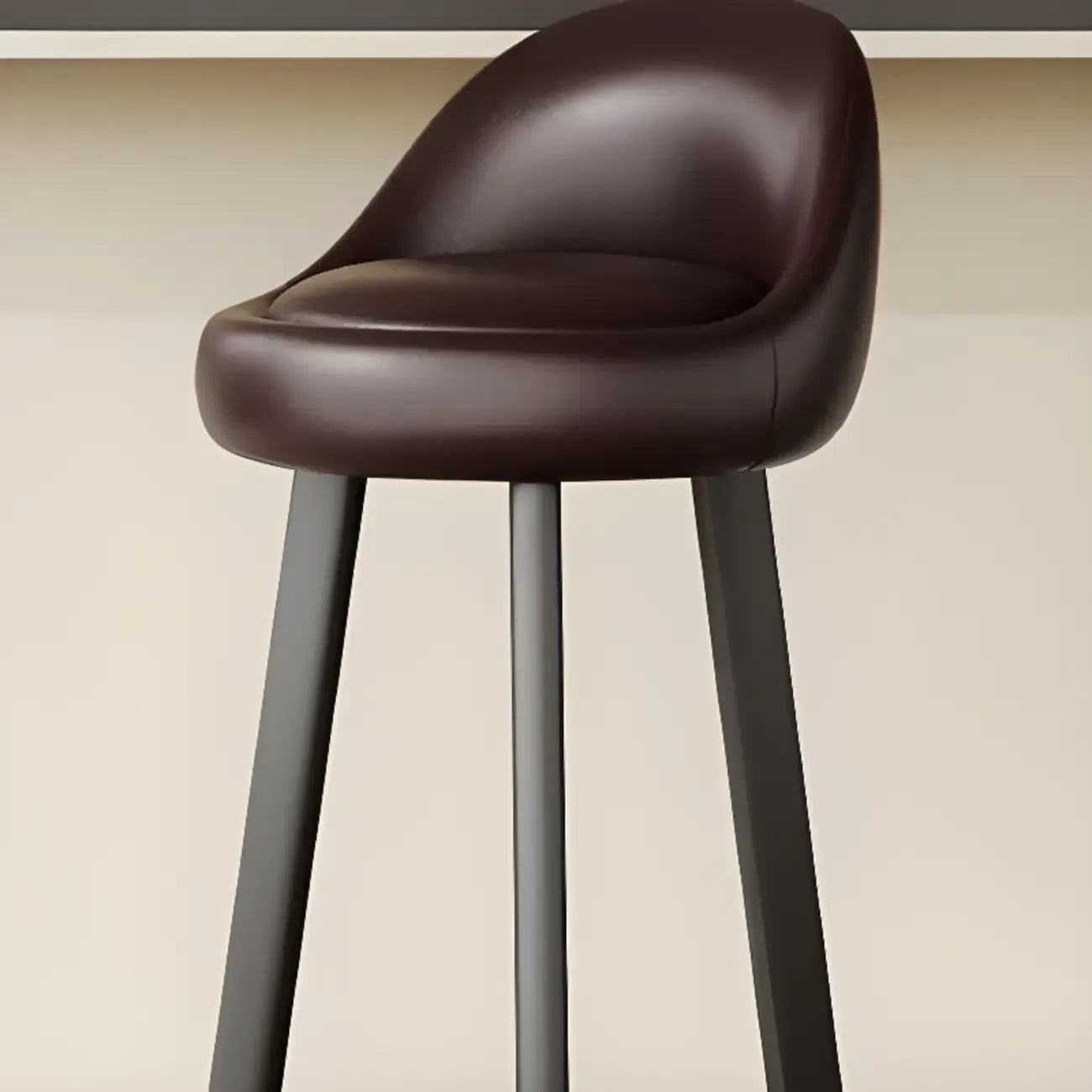 Minimalist Round Tripod Faux Leather Bar Stools