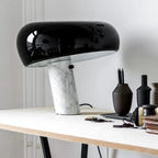 Modern Geometric Stone & Iron LED Table Lamp, Black