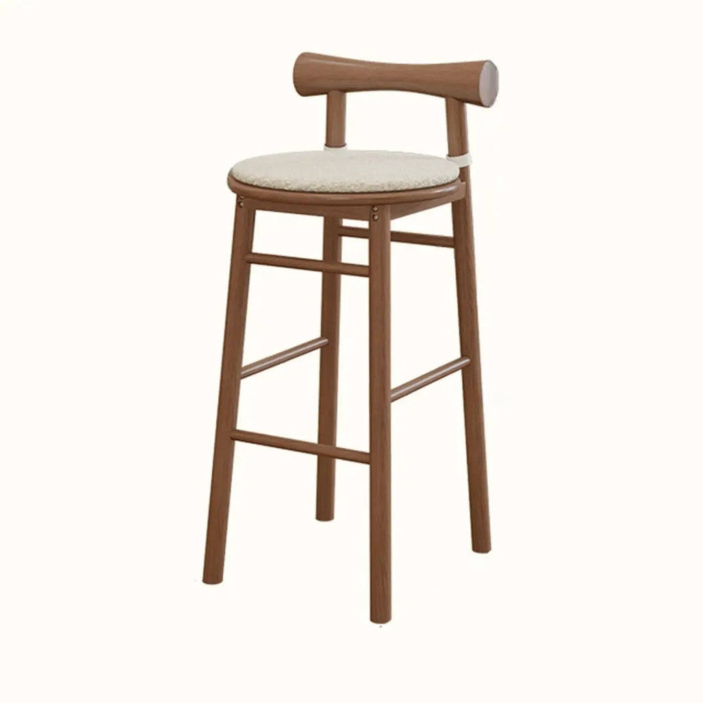 Simplistic Cushioned Round Wood Bar Stools with Backs