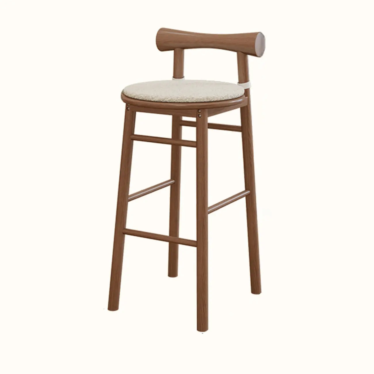 Simplistic Cushioned Round Wood Bar Stools with Backs