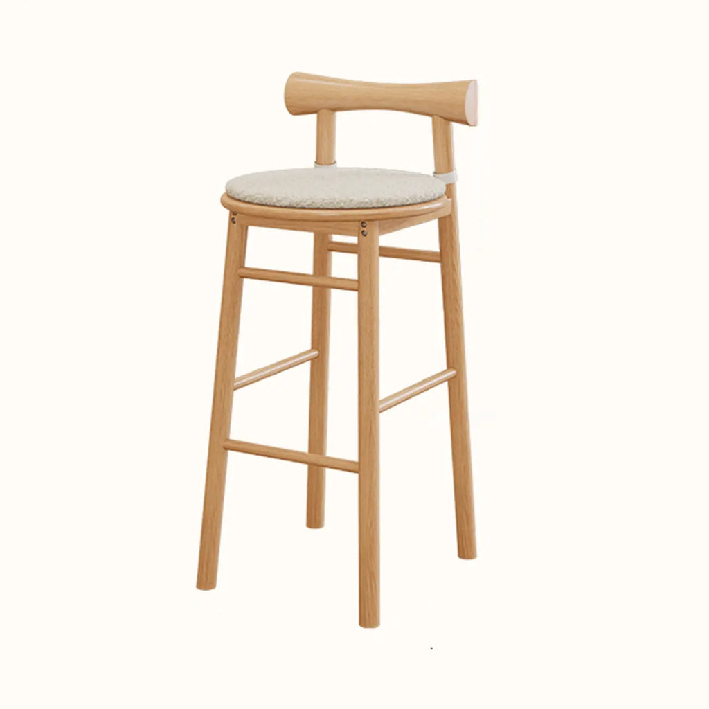 Simplistic Cushioned Round Wood Bar Stools with Backs