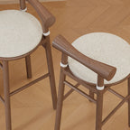 Simplistic Cushioned Round Wood Bar Stools with Backs