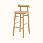 Simplistic Cushioned Round Wood Bar Stools with Backs
