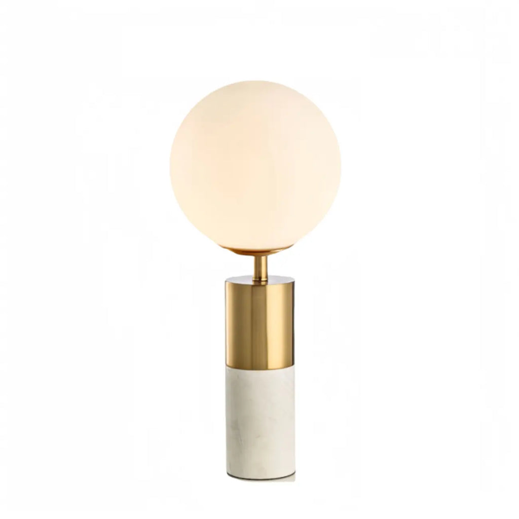 Modern Cylinder Stone Table Lamp with Fabric Shade