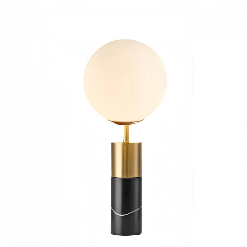 Modern Cylinder Stone Table Lamp with Fabric Shade