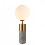 Modern Cylinder Stone Table Lamp with Fabric Shade