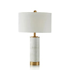 Modern Cylinder Stone Table Lamp with Fabric Shade