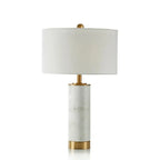 Modern Cylinder Stone Table Lamp with Fabric Shade