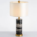Modern Cylinder Stone Table Lamp with Fabric Shade