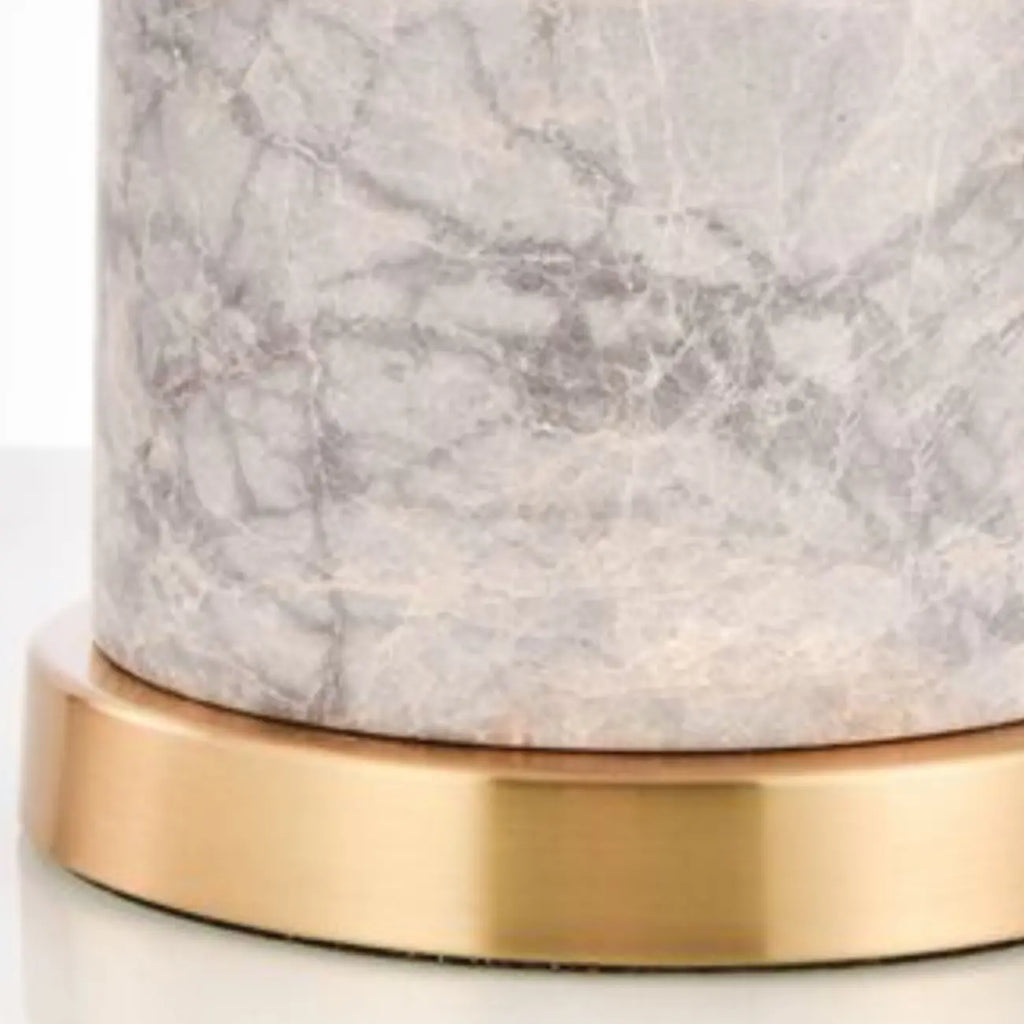 Modern Cylinder Stone Table Lamp with Fabric Shade
