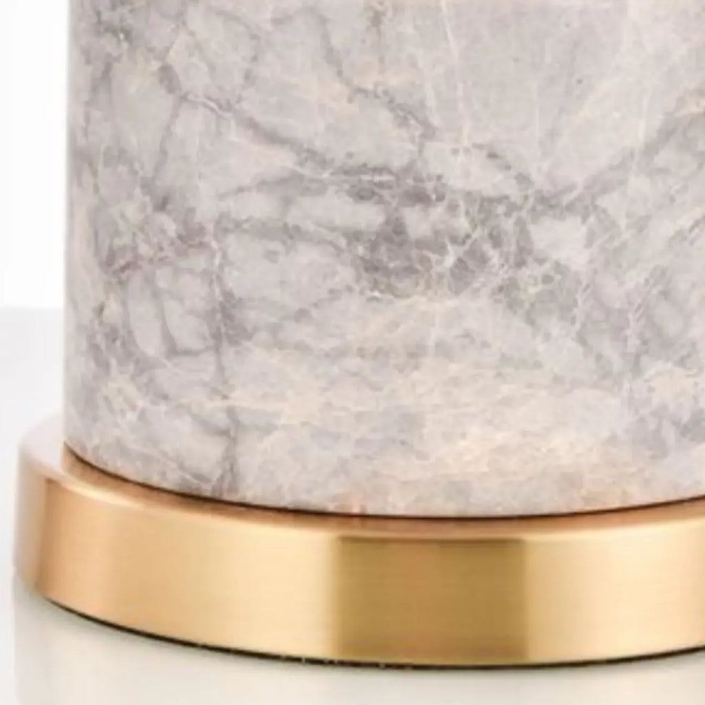 Modern Cylinder Stone Table Lamp with Fabric Shade