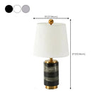 Modern Cylinder Stone Table Lamp with Fabric Shade